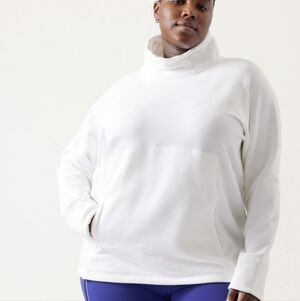 Athleta Polartec Funnel Neck White Pullover Sweater